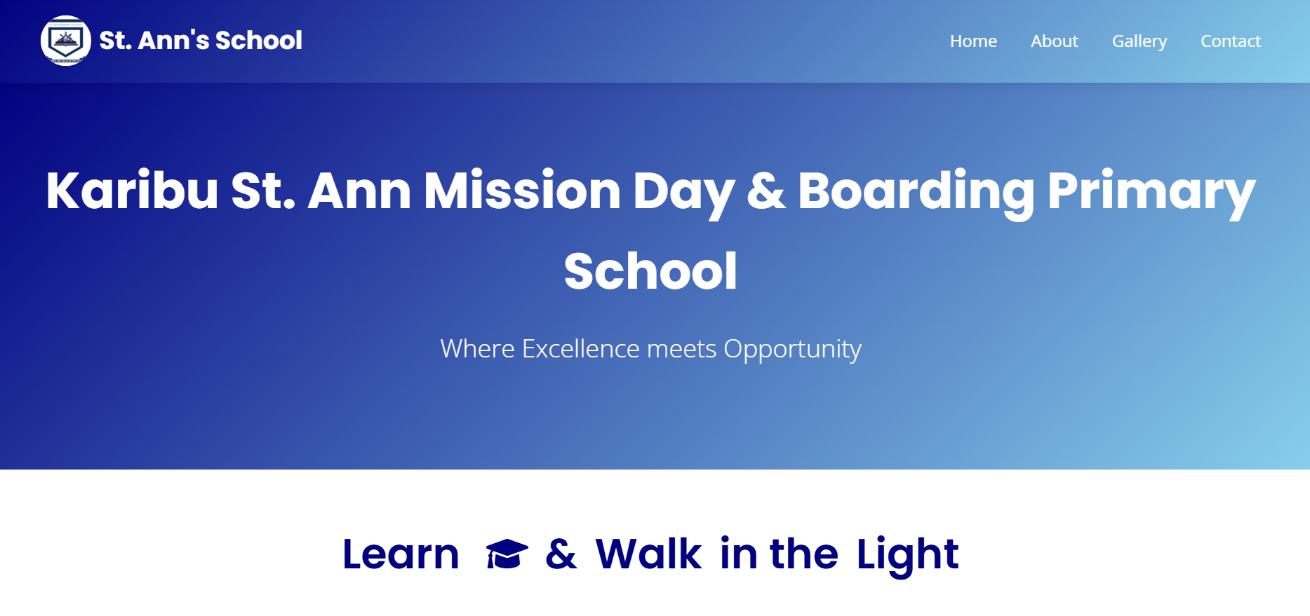 St. Ann Mission Day & Boarding Primary School website screenshot
